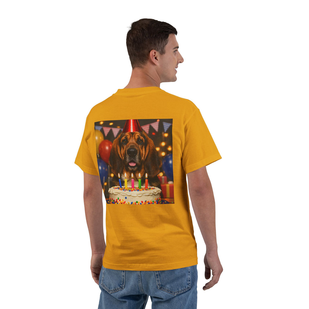 Birthday Buddy Bloodhound Men's Short-Sleeve Crewneck Tee