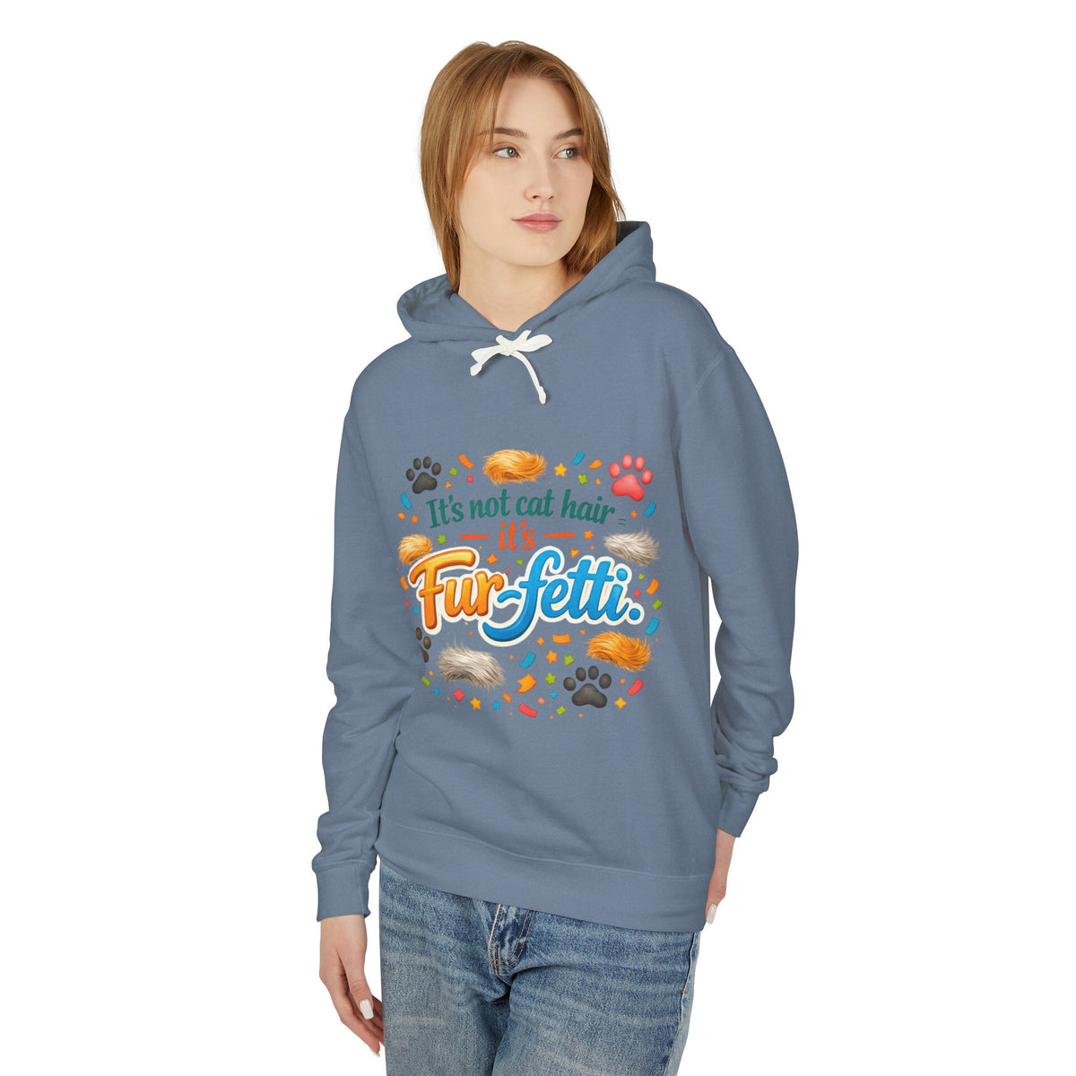 Fur-Fetti Cat Unisex Lightweight Hoodie