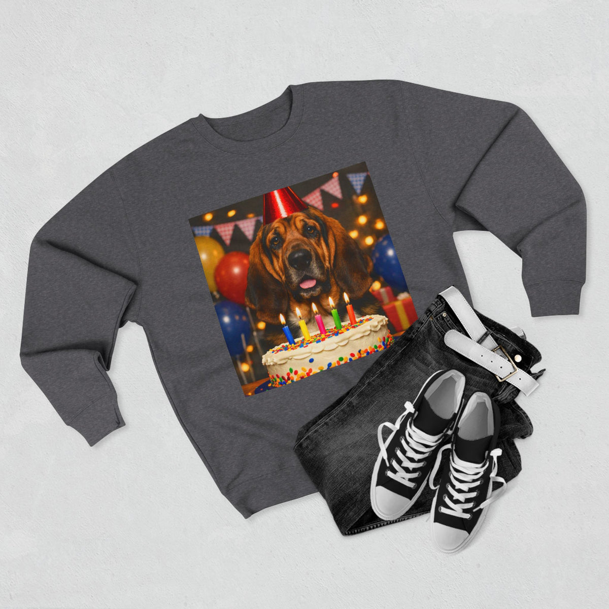 Birthday Buddy Bloodhound Unisex Crewneck Sweatshirt