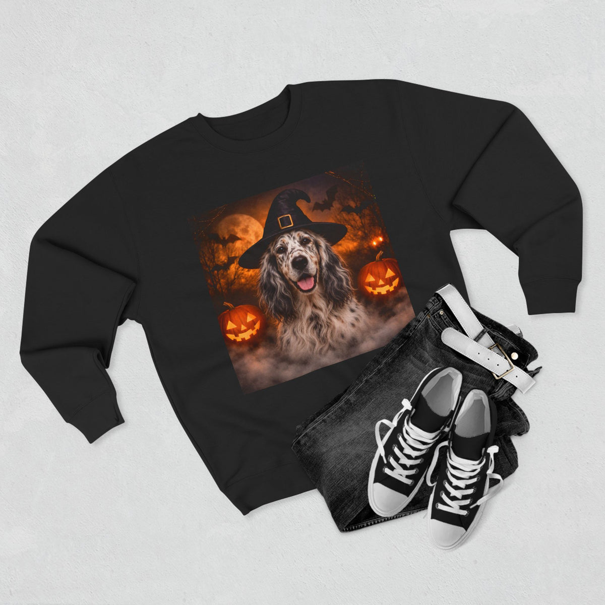 Witch Hat Pack English Setter Unisex Crewneck Sweatshirt