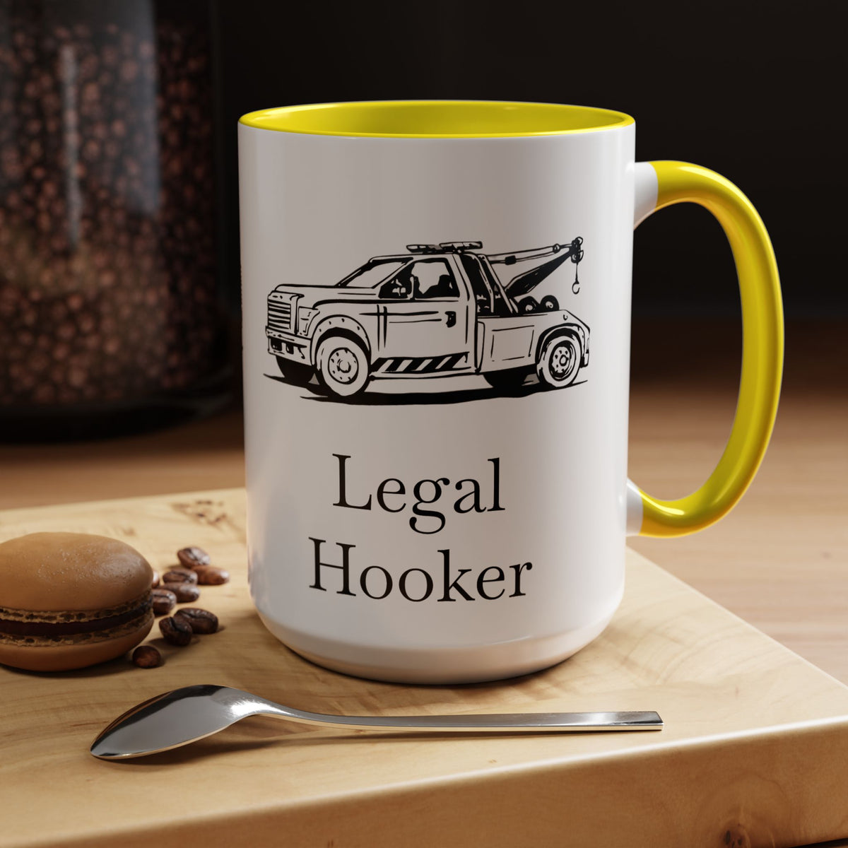 Legal H**ker Wheel Lift Tow Truck 2-Tone Coffee Mug