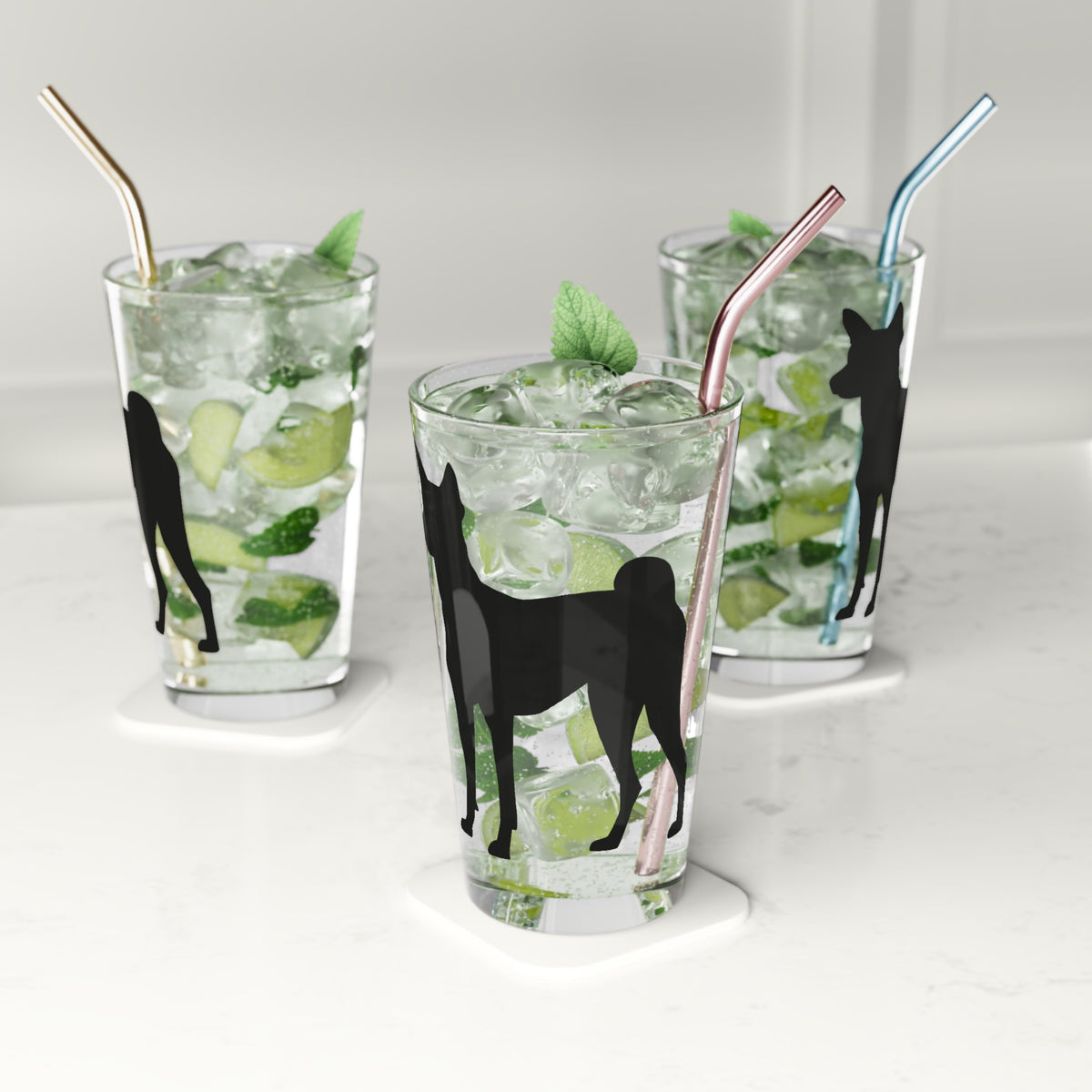 Basenji Silhouette Drinking Glass