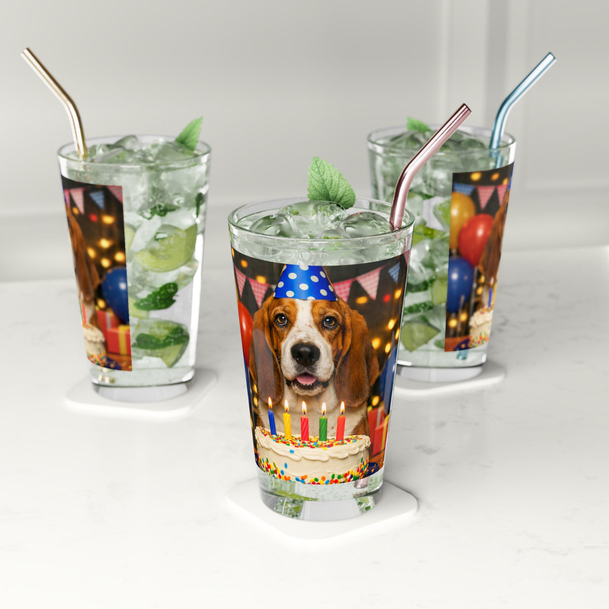 Birthday Buddy Basset Drinking Glass