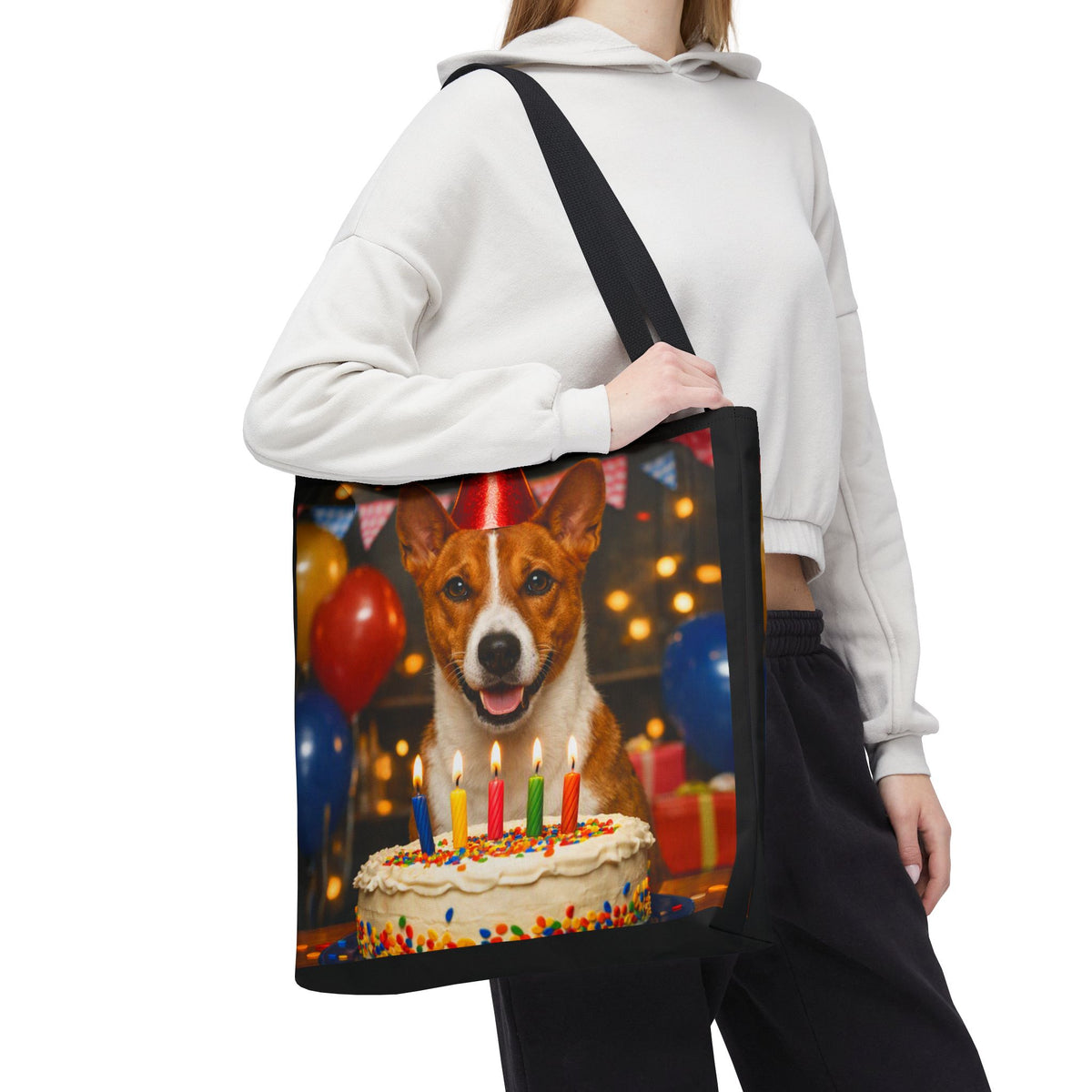 Birthday Buddy Basenji Tote Bag