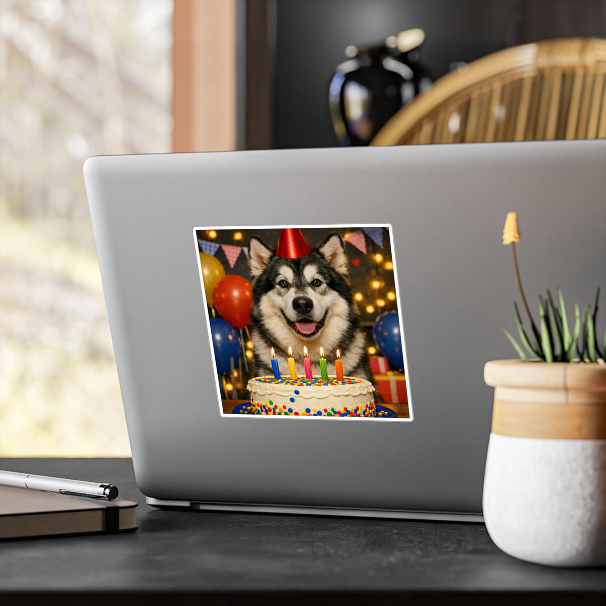 Birthday Buddy Malamute Vinyl Decal