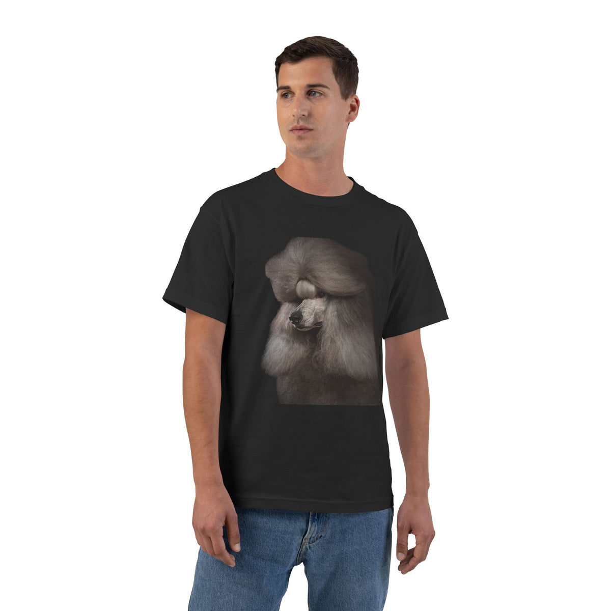 Poodle Head Men's Short-Sleeve Crewneck Tee