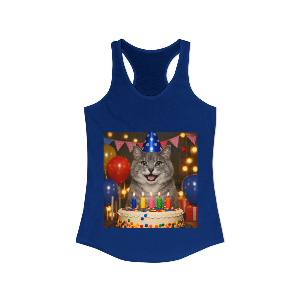 Birthday Buddy Cat Women's Racerback Tank