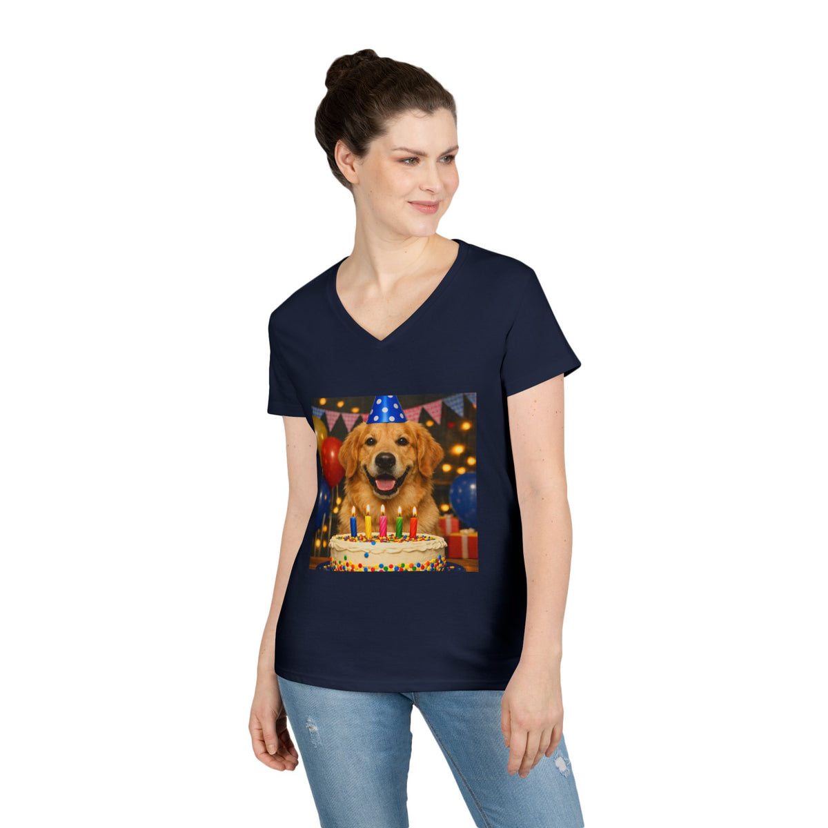Birthday Buddy Golden Women's V-Neck Tee