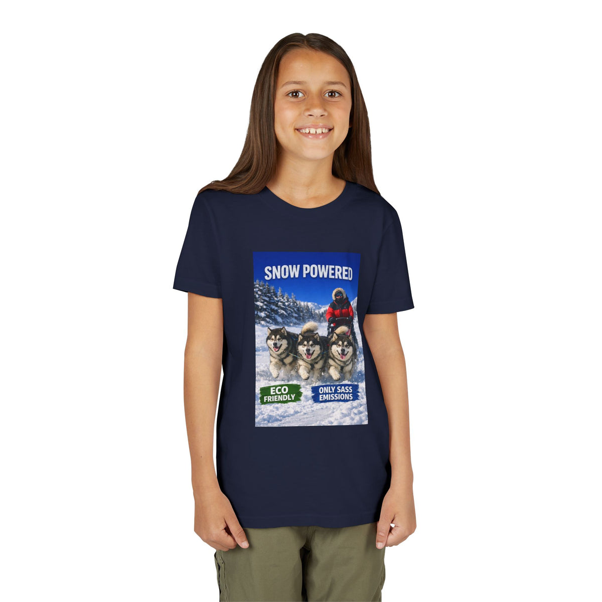 Snow Powered Youth Unisex Short Sleeve Crewneck Tee