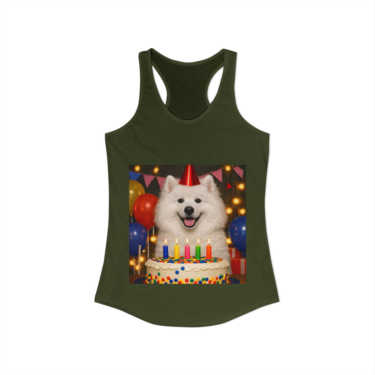 Birthday Buddy Samoyed Women's Racerback Tank