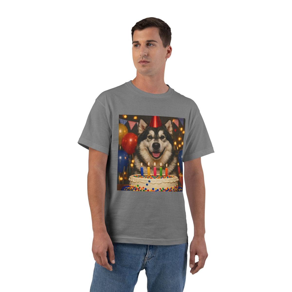 Birthday Buddy Malamute Men's Short-Sleeve Crewneck Tee