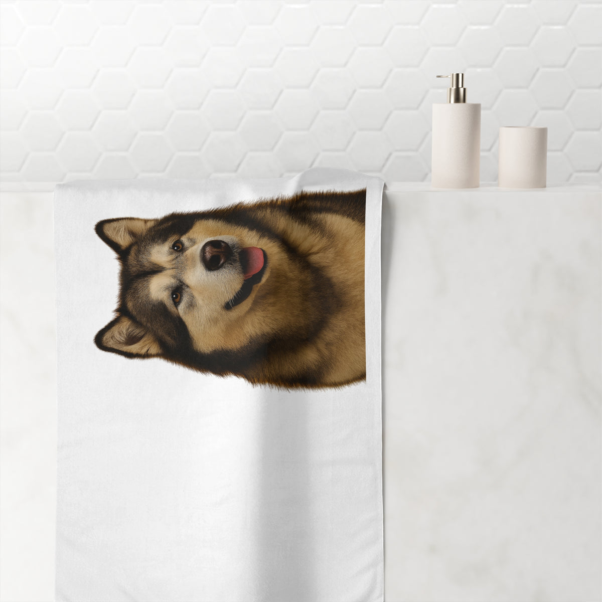 Malamute Head Mink-Cotton Beach Towel