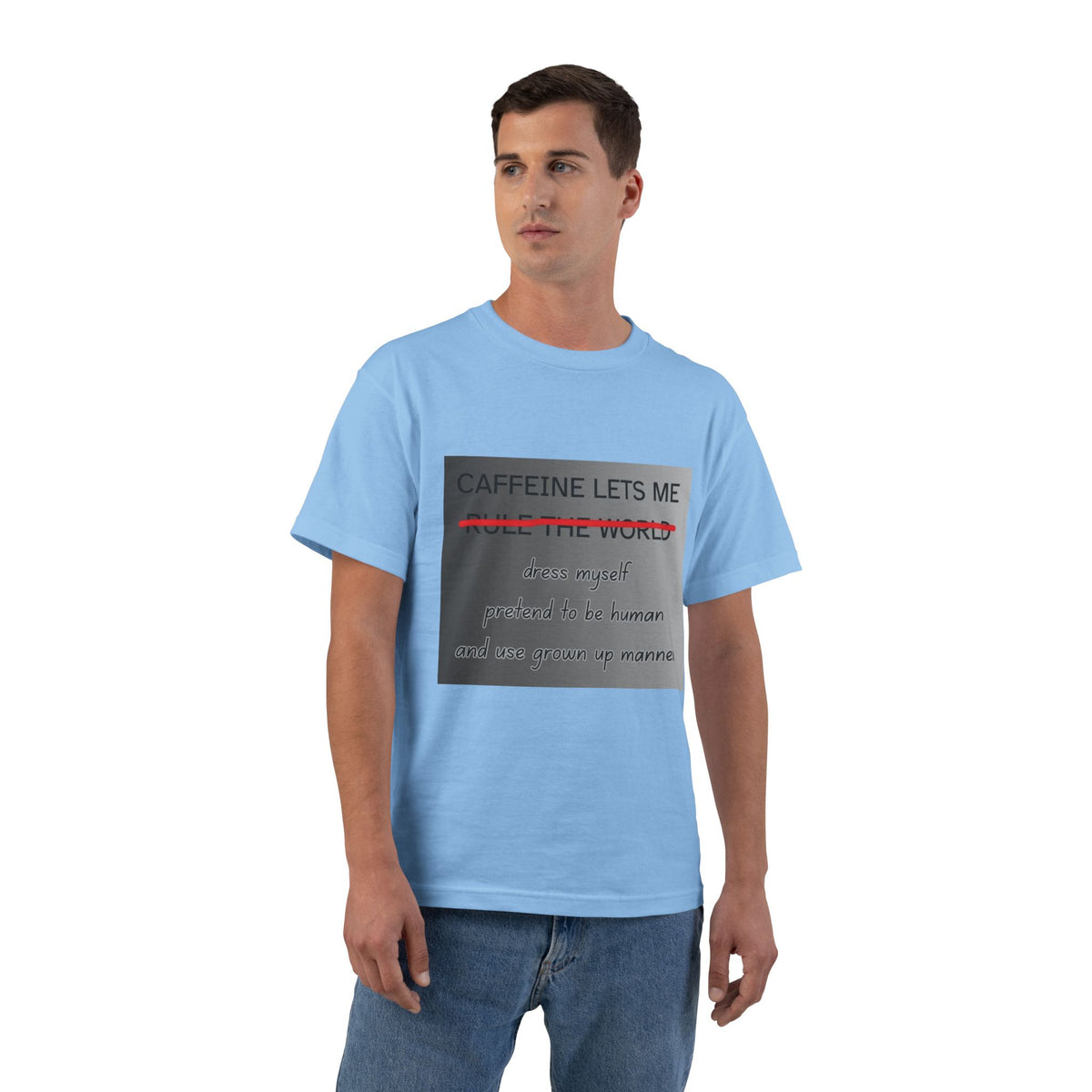 Caffeine Lets Me Men's Short-Sleeve Crewneck Tee
