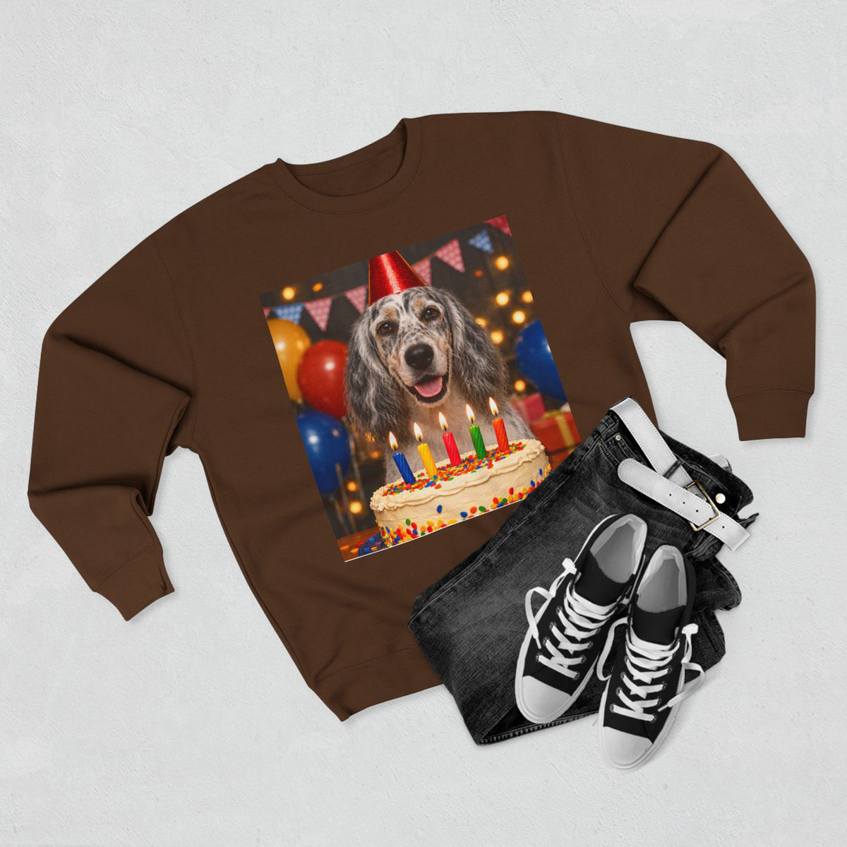 Birthday Buddy English Setter Unisex Crewneck Sweatshirt