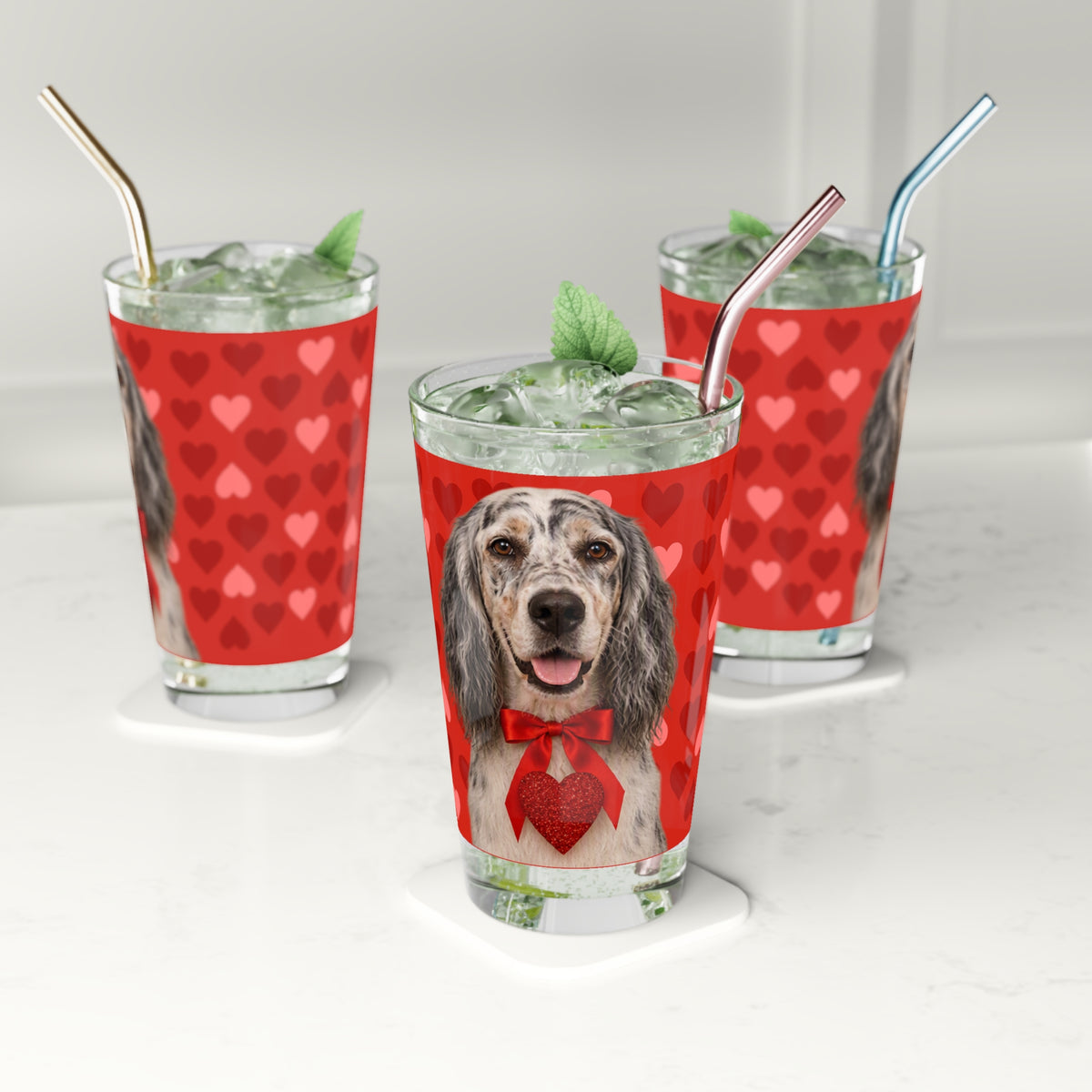 Cupid's Companion English Setter Drinking Glass
