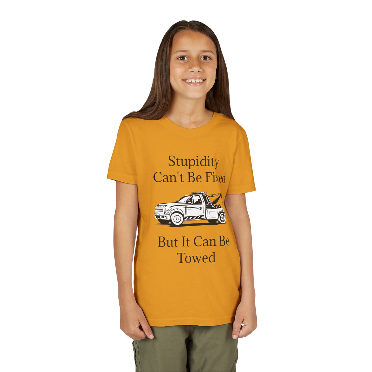 Stupidity Wheel Lift Tow Truck Youth Unisex Short Sleeve Crewneck Tee