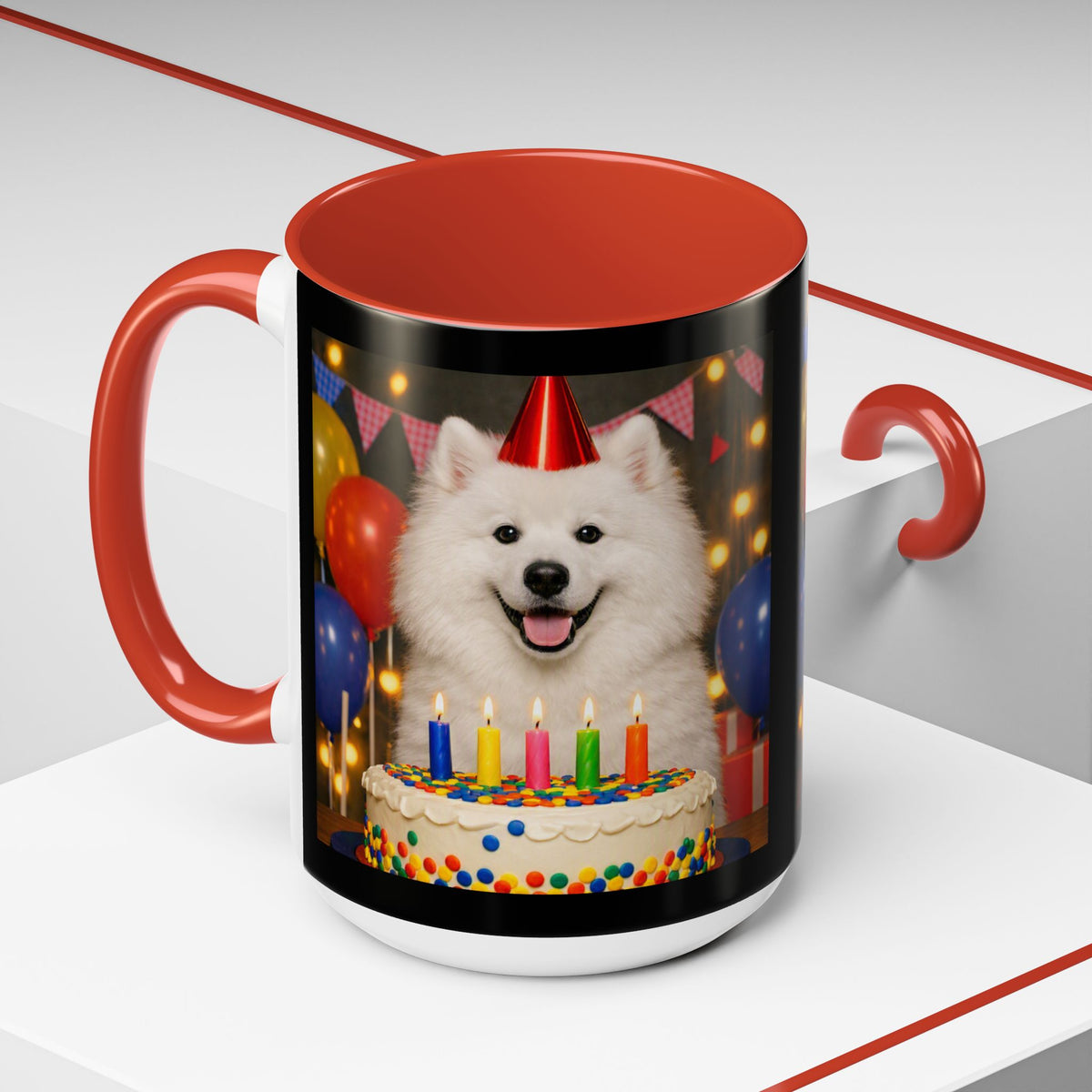 Birthday Buddy Samoyed 2-Tone Coffee Mug