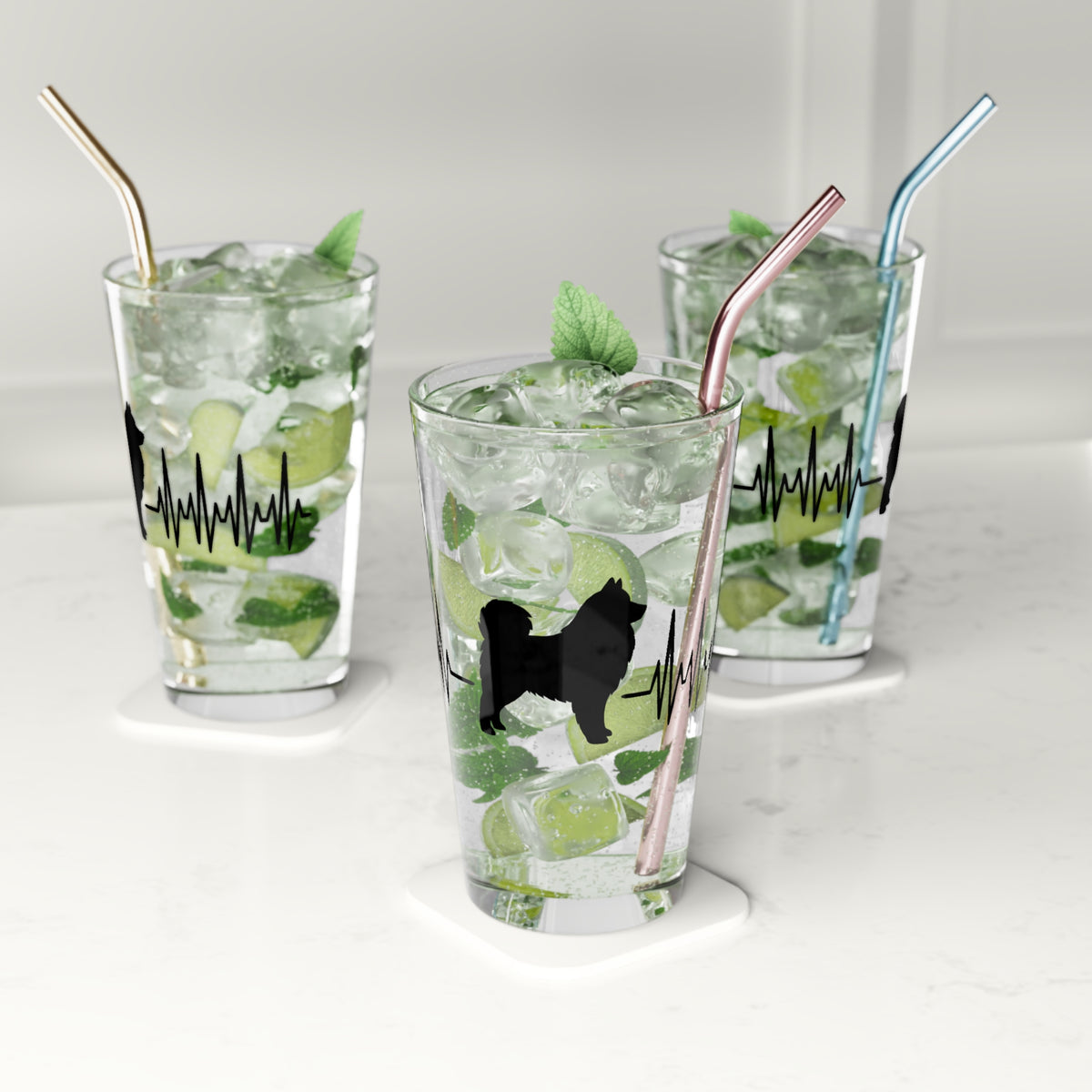 My Heart Beats For Samoyeds Drinking Glass