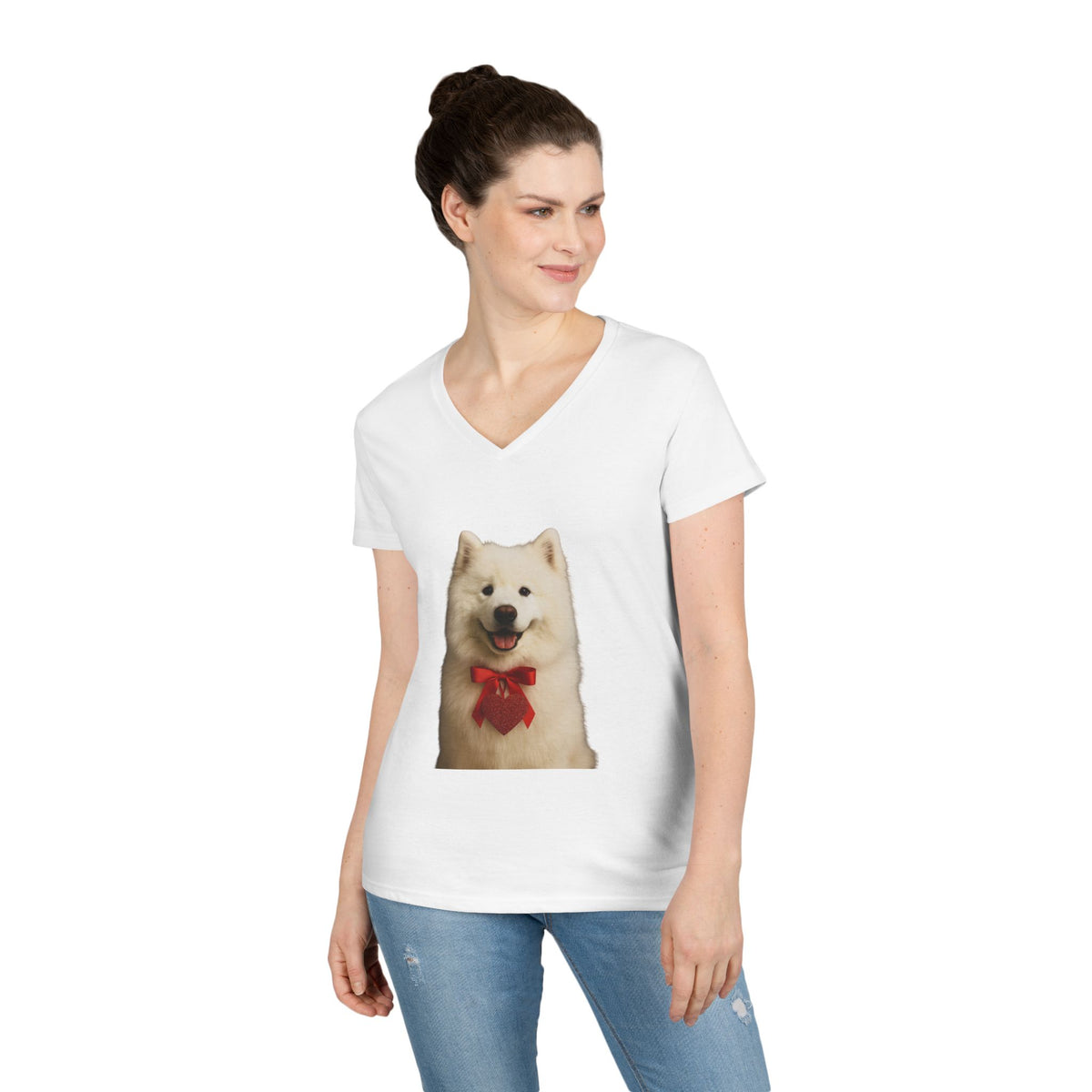 Cupid's Companion Samoyed Women's V-Neck Tee
