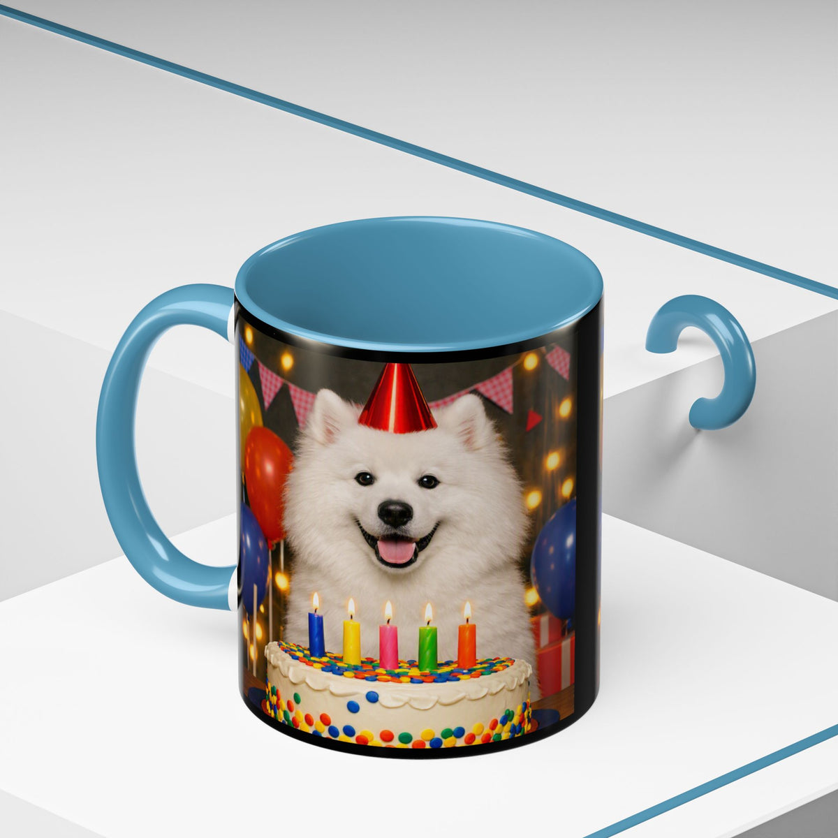 Birthday Buddy Samoyed 2-Tone Coffee Mug