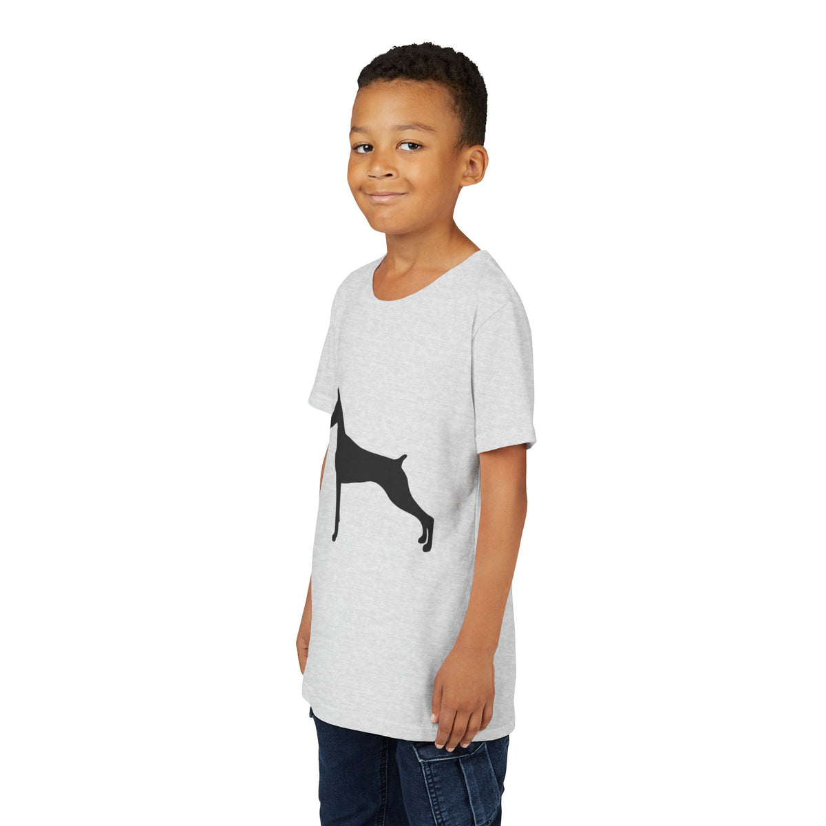 Doberman Silhouette Youth Unisex Short Sleeve Crewneck Tee
