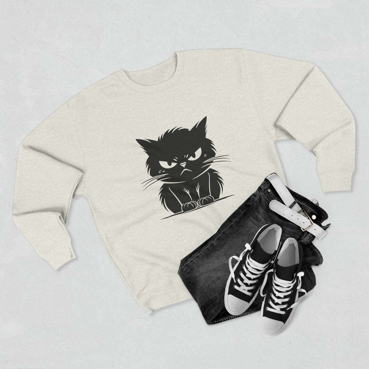 Angry Cat Unisex Crewneck Sweatshirt