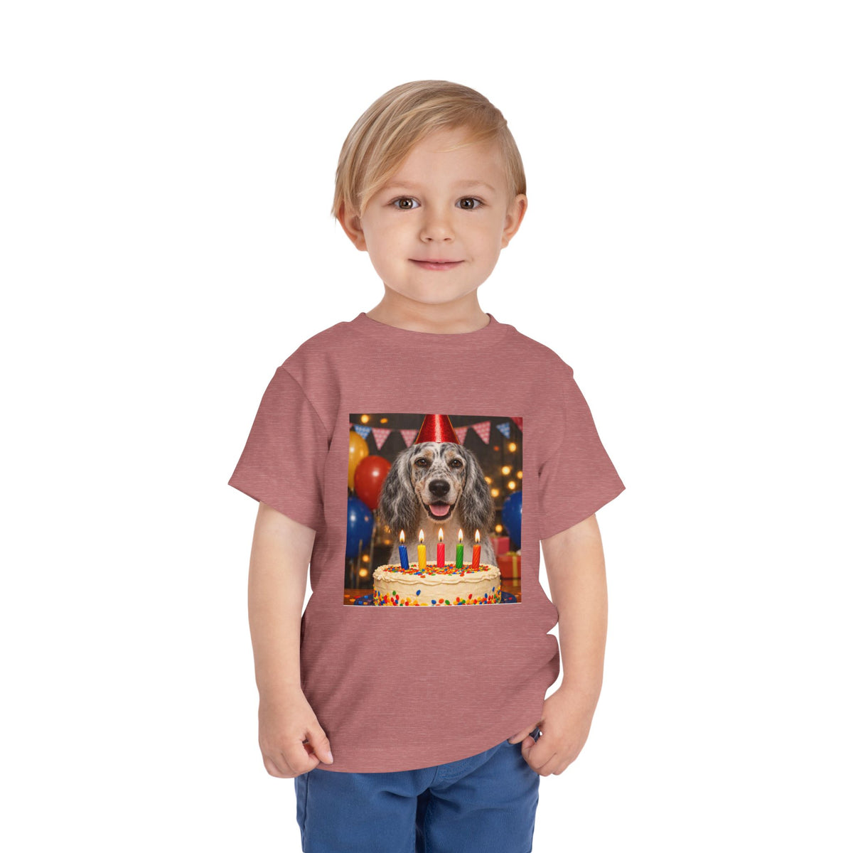 Birthday Buddy English Setter Toddler Unisex Short Sleeve Crewneck Tee