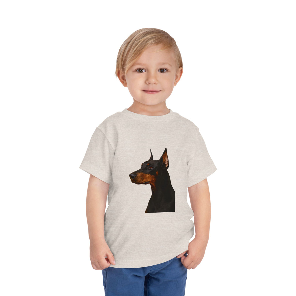 Doberman Head Toddler Unisex Short Sleeve Crewneck Tee
