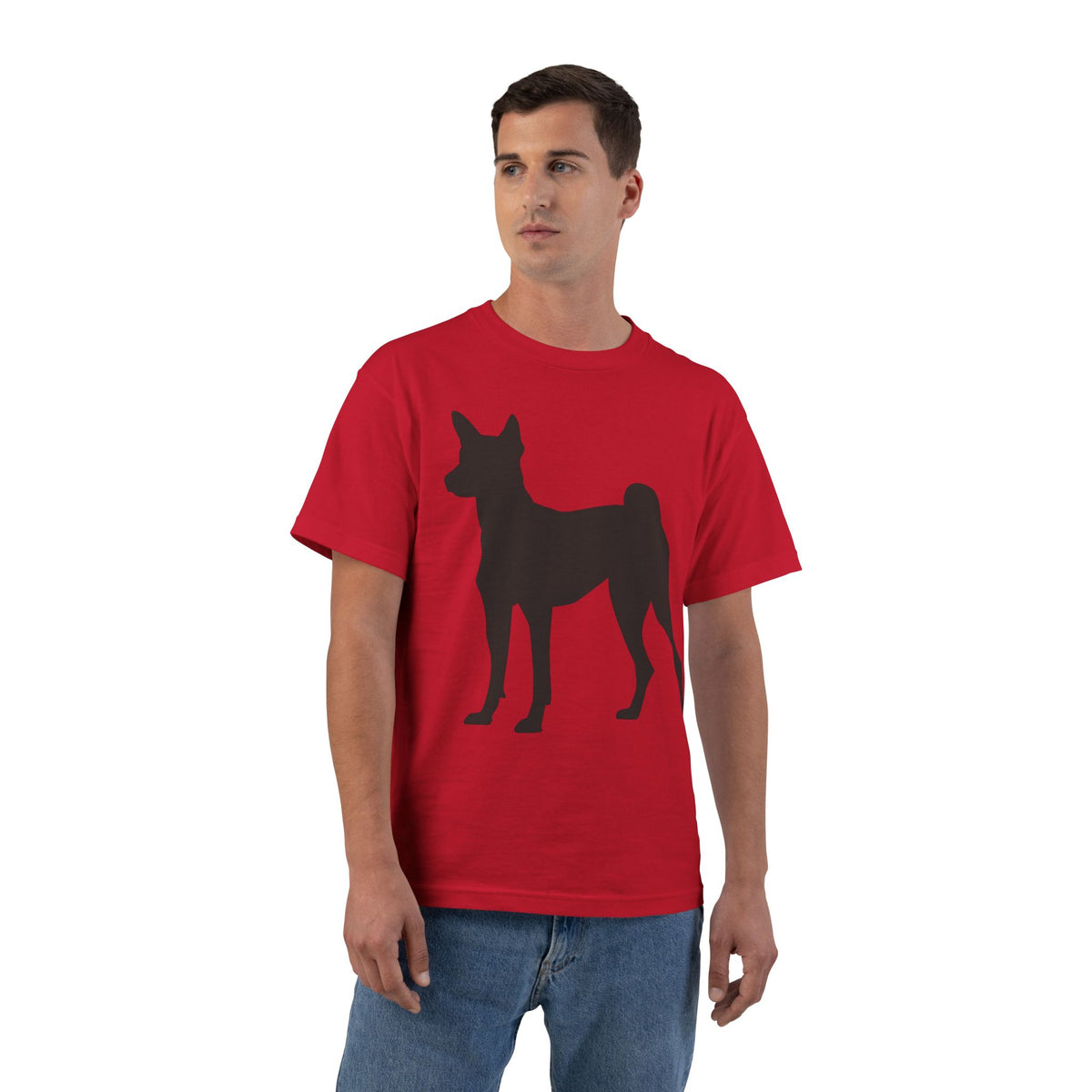Basenji Silhouette Men's Short-Sleeve Crewneck Tee