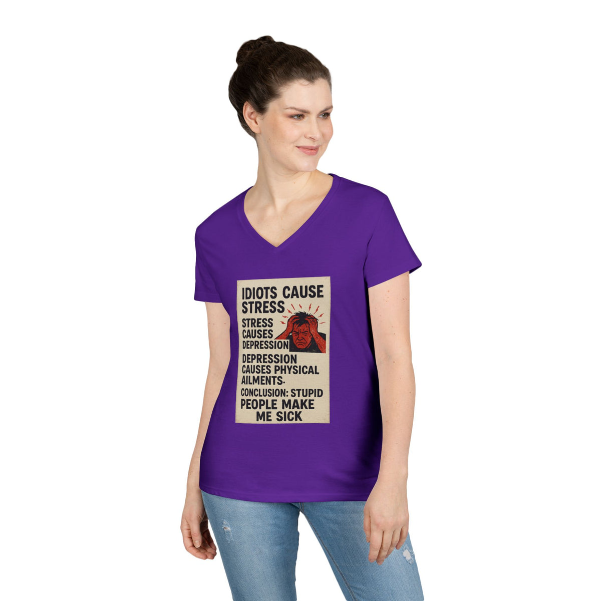 Stupid People Women's V-Neck Tee