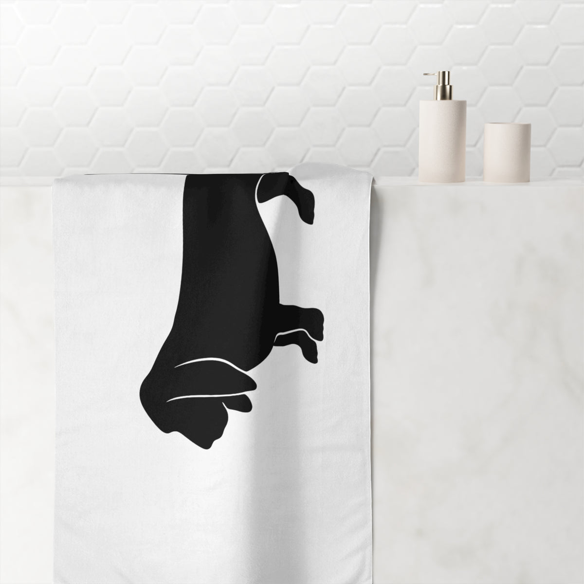 Basset Silhouette Mink-Cotton Beach Towel