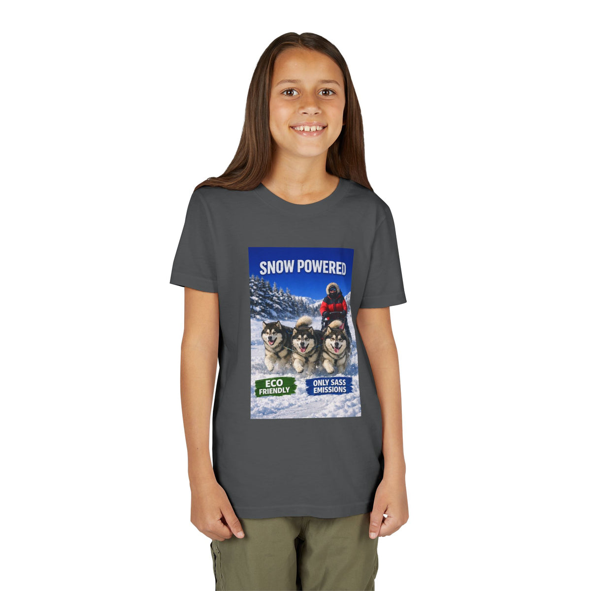 Snow Powered Youth Unisex Short Sleeve Crewneck Tee