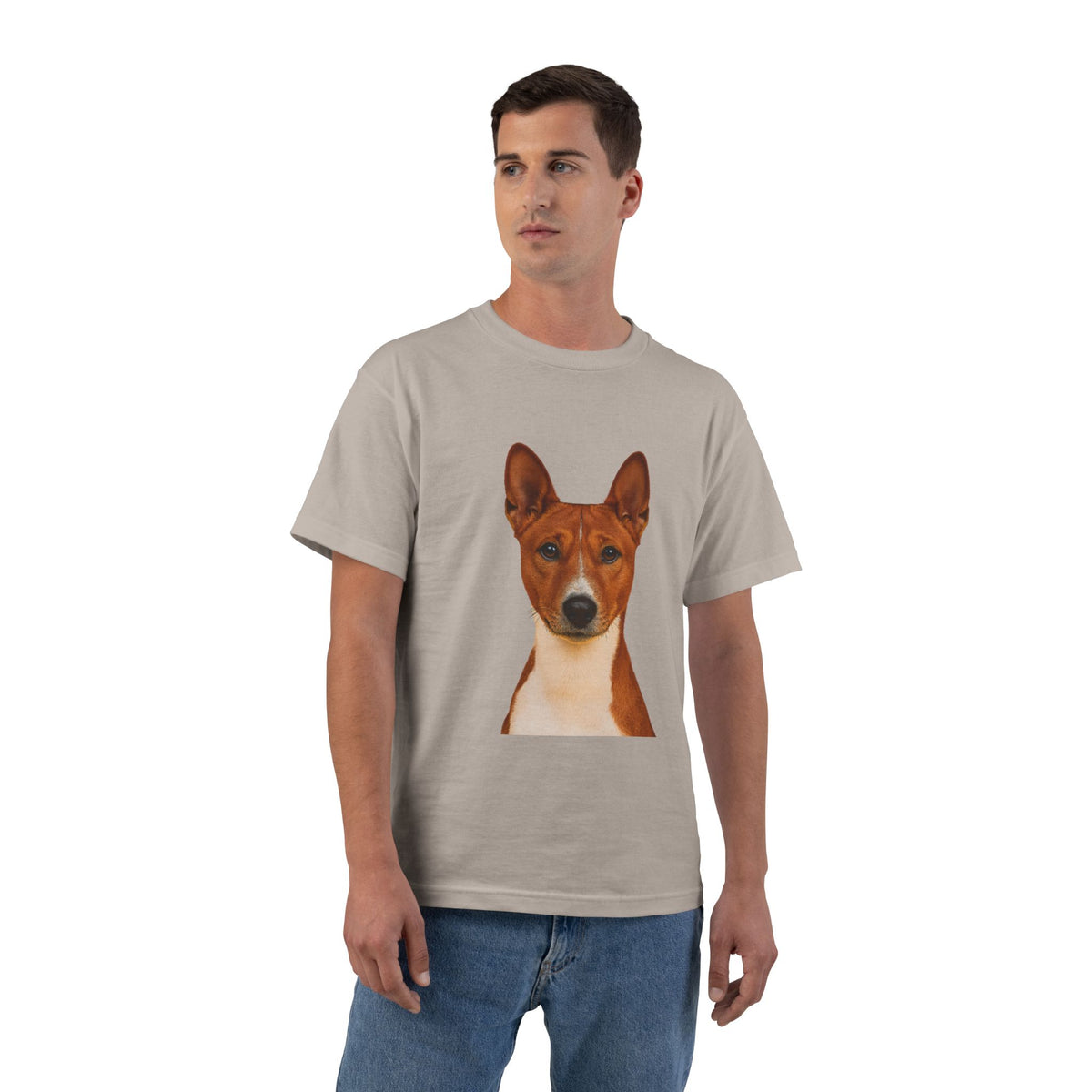 Basenji Head Men's Short-Sleeve Crewneck Tee