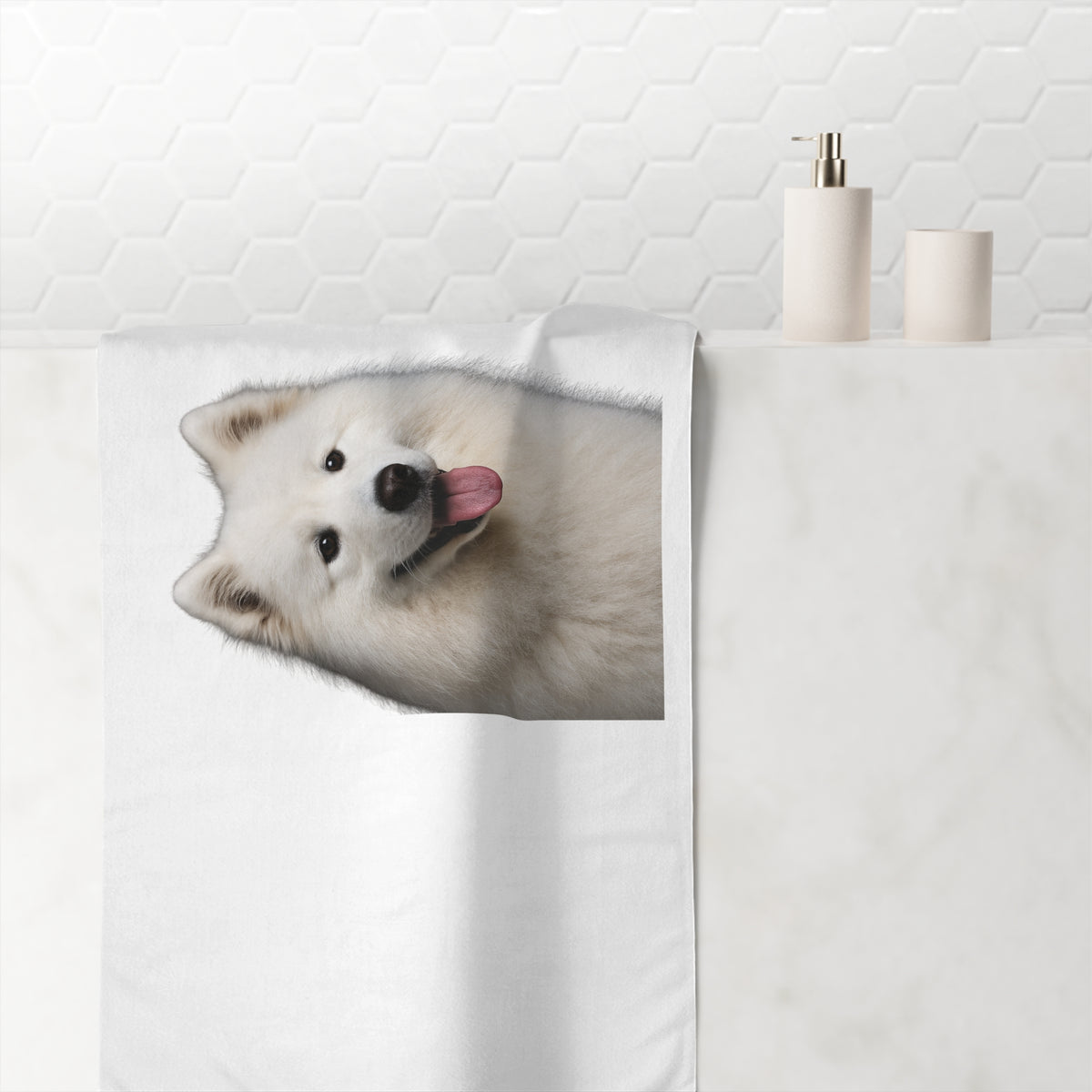 Samoyed Head Mink-Cotton Beach Towel