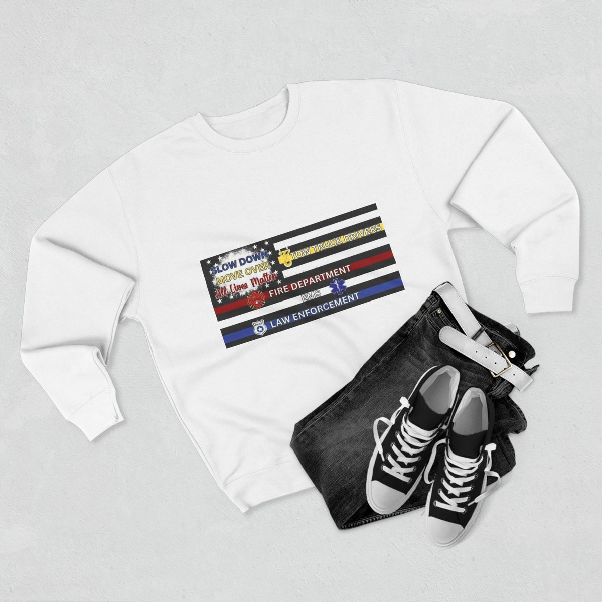 Slow Down Move Over Flag Unisex Crewneck Sweatshirt