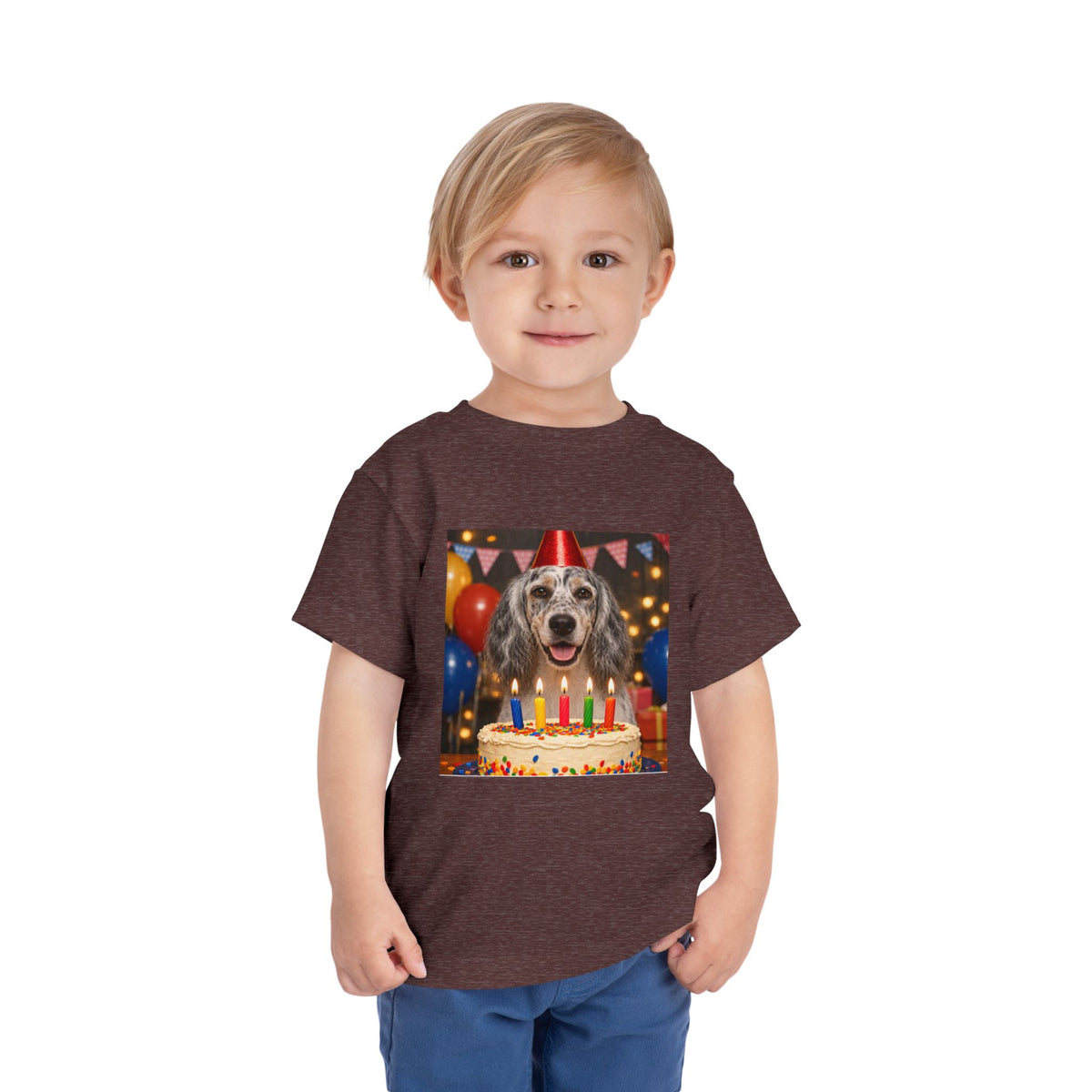Birthday Buddy English Setter Toddler Unisex Short Sleeve Crewneck Tee