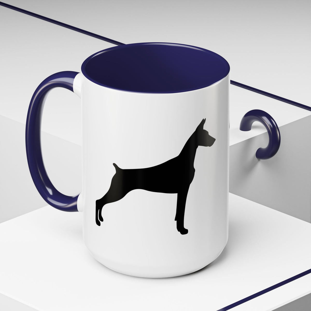 Doberman Silhouette 2-Tone Coffee Mug