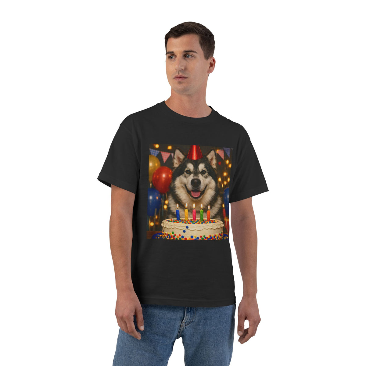 Birthday Buddy Malamute Men's Short-Sleeve Crewneck Tee