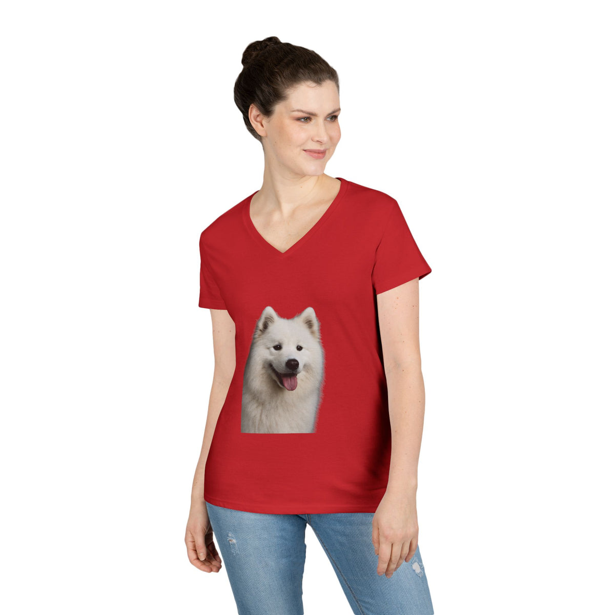 Samoyed Head Women's V-Neck Tee