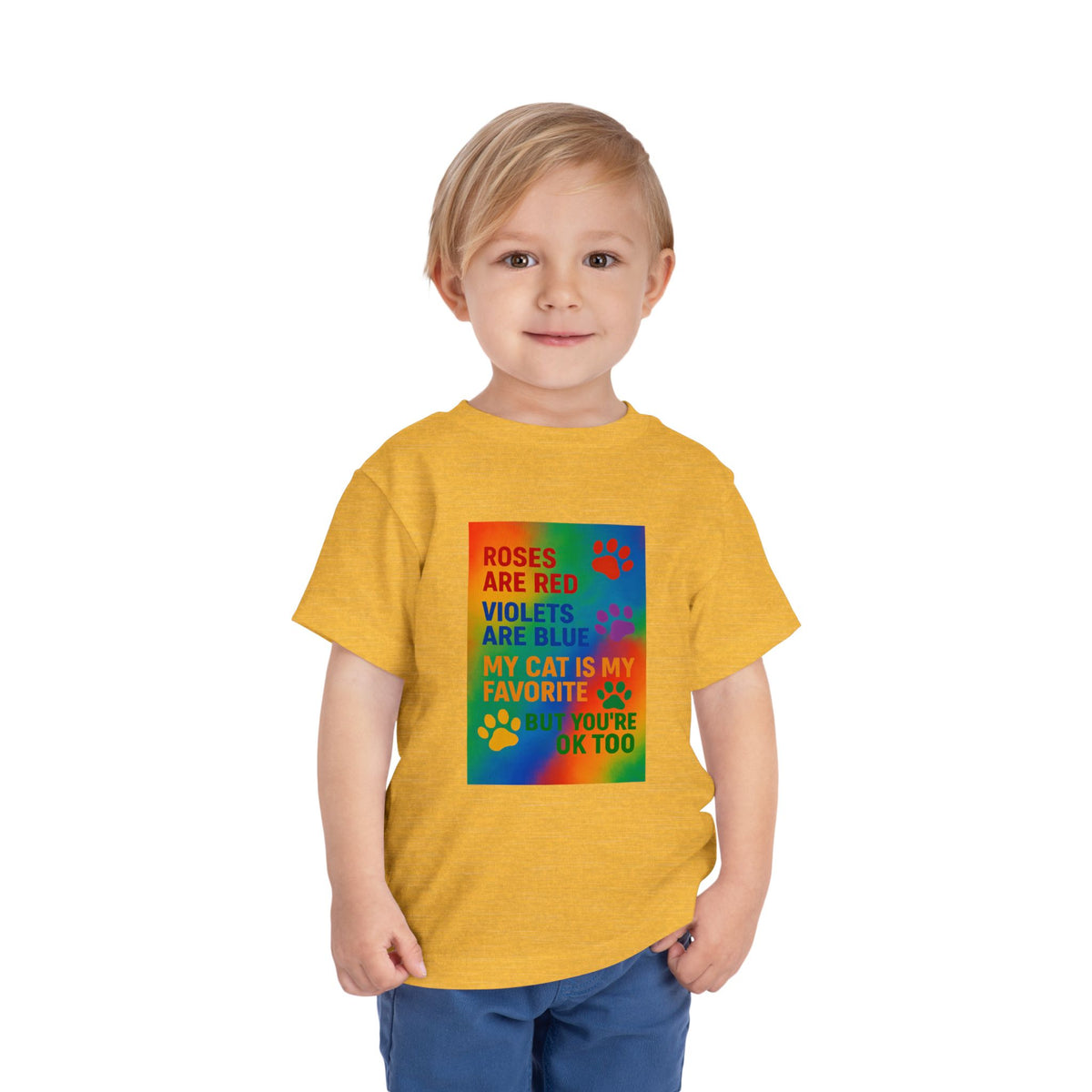 Roses Are Red Cat Toddler Unisex Short Sleeve Crewneck Tee