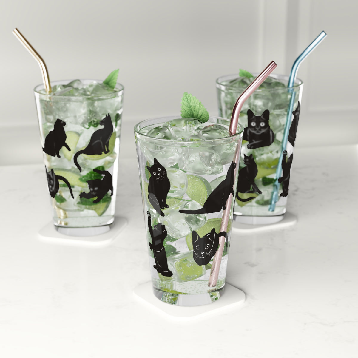 Cats Drinking Glass