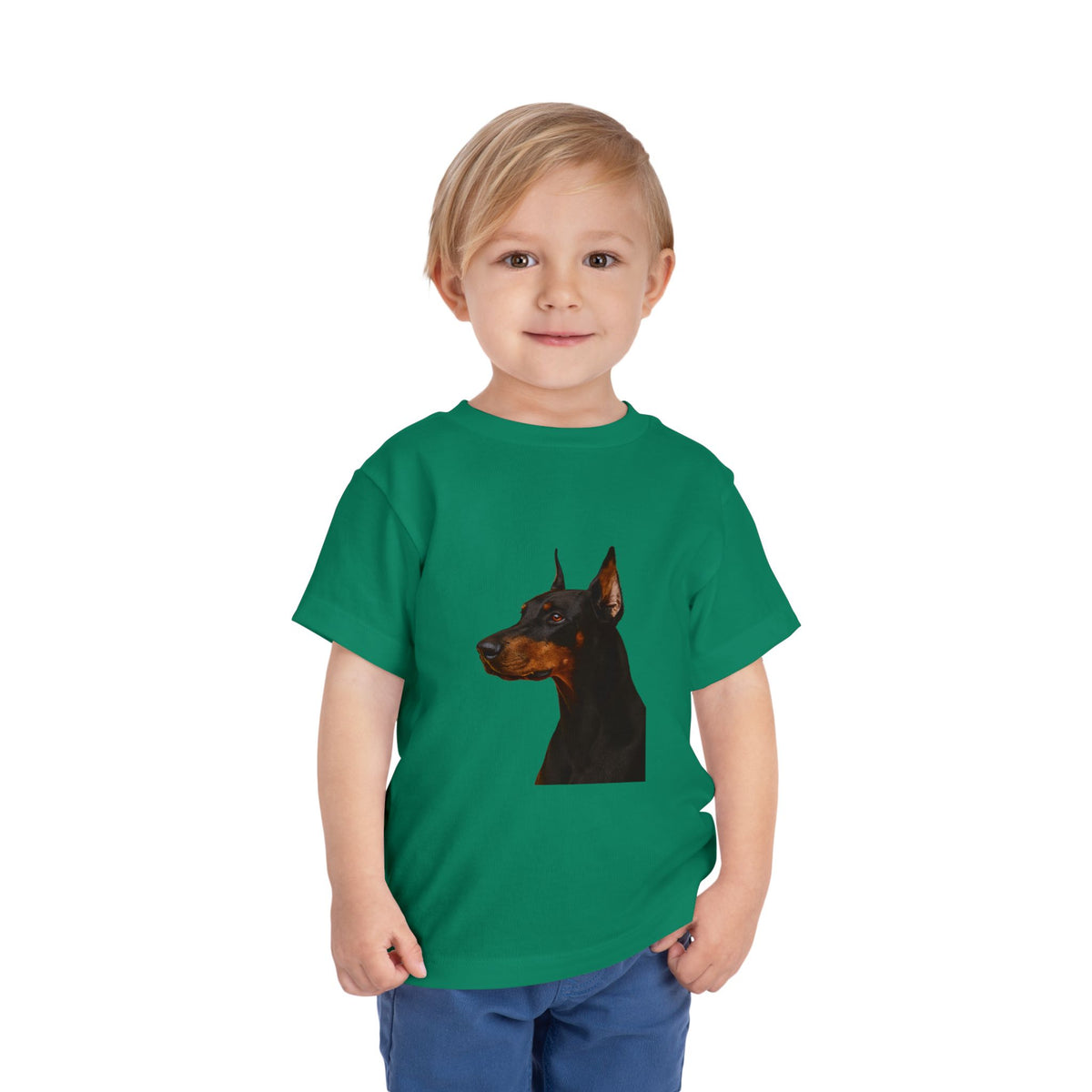 Doberman Head Toddler Unisex Short Sleeve Crewneck Tee