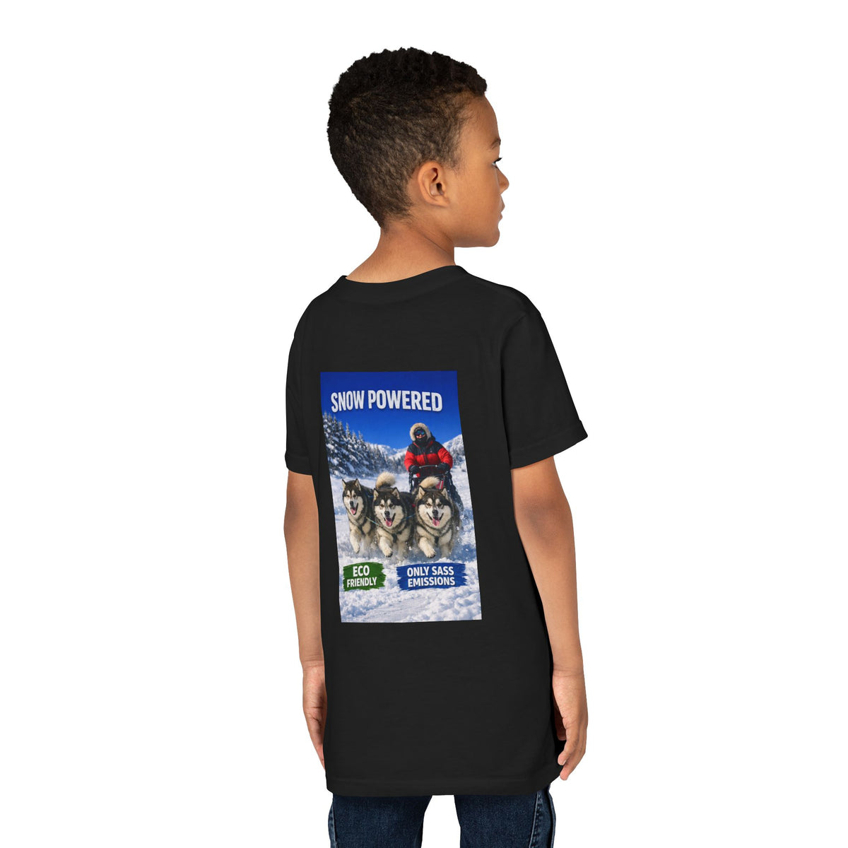 Snow Powered Youth Unisex Short Sleeve Crewneck Tee