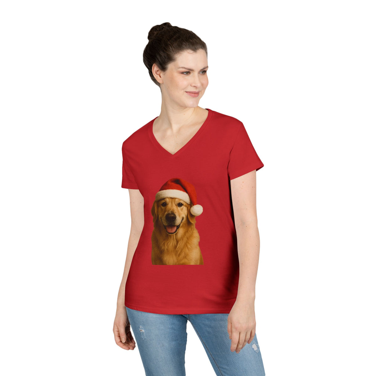 Santa Paws Golden Women's V-Neck Tee