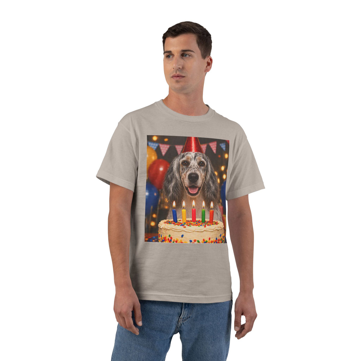 Birthday Buddy English Setter Men's Short-Sleeve Crewneck Tee