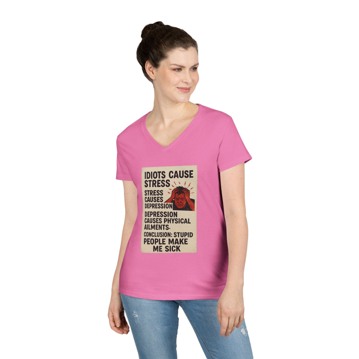 Stupid People Women's V-Neck Tee