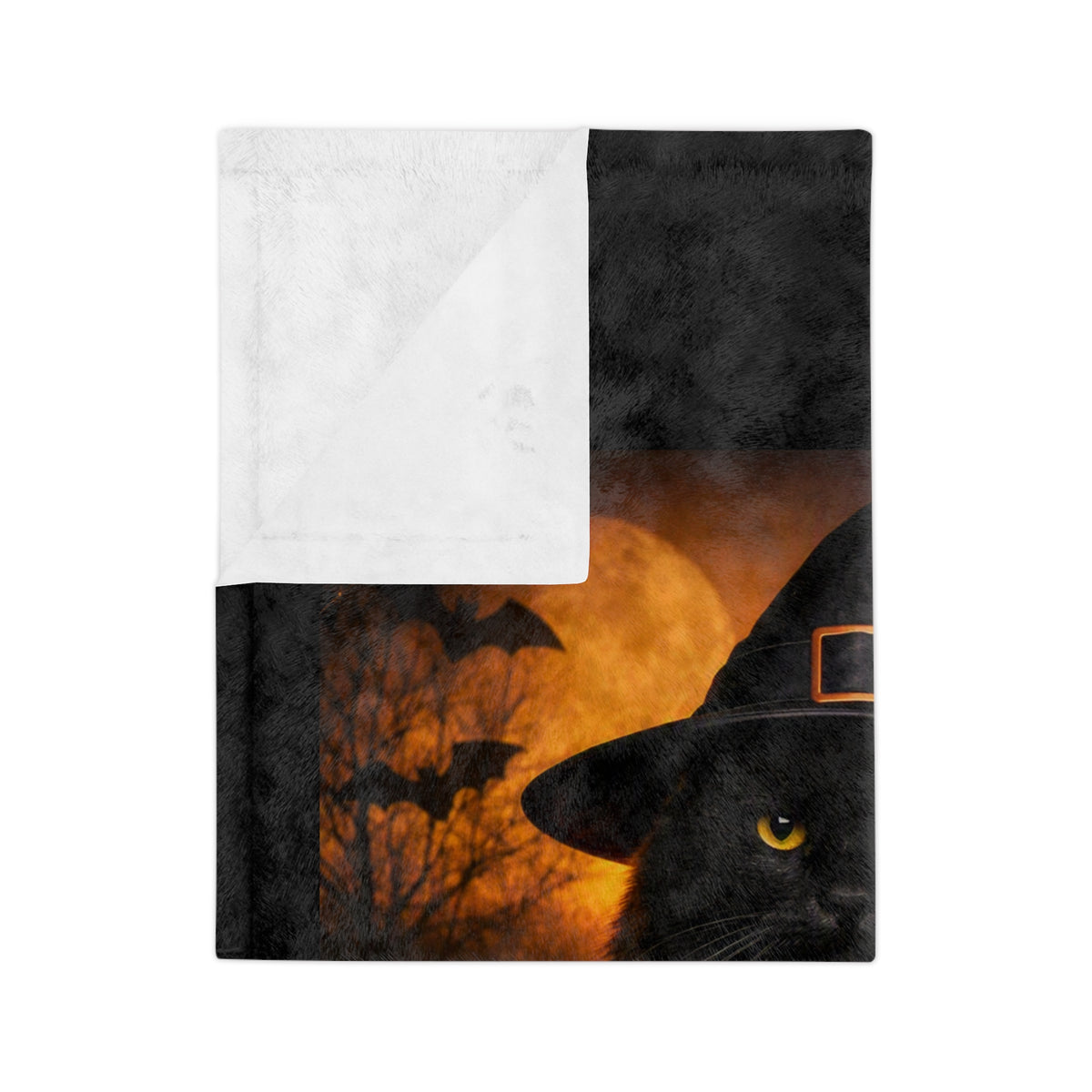 Witch Hat Pack Cat Velveteen Microfiber Blanket