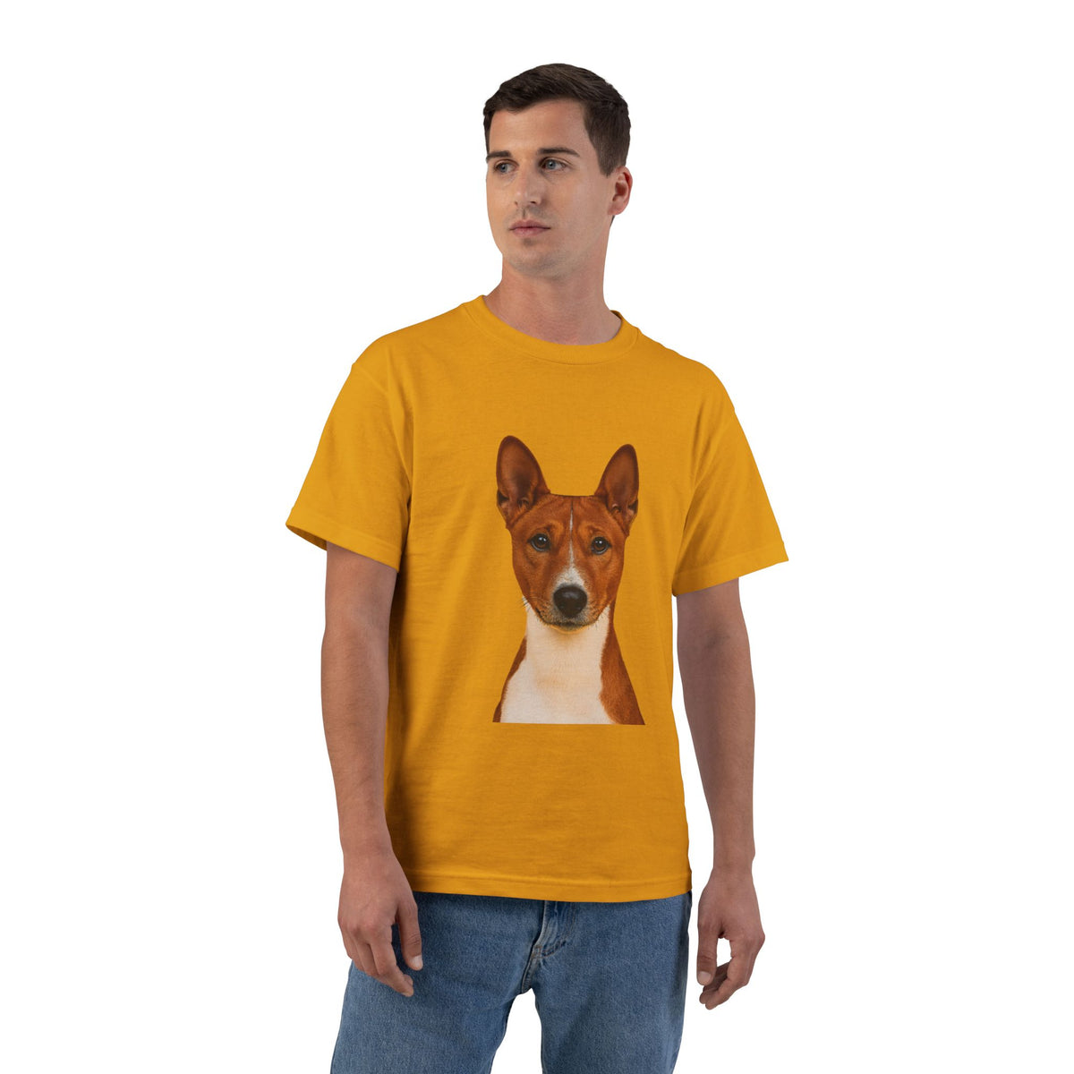 Basenji Head Men's Short-Sleeve Crewneck Tee
