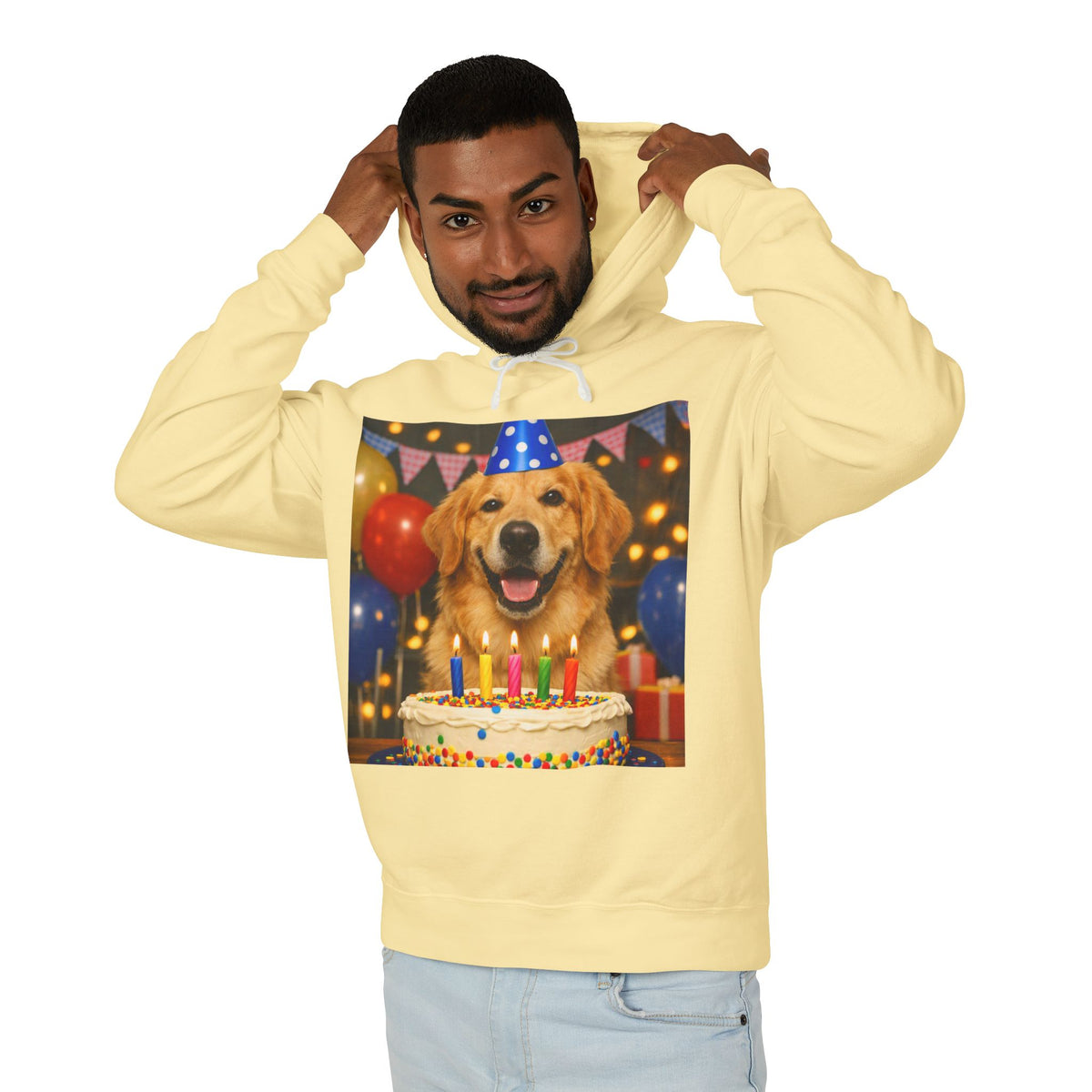 Birthday Buddy Golden Unisex Lightweight Hoodie