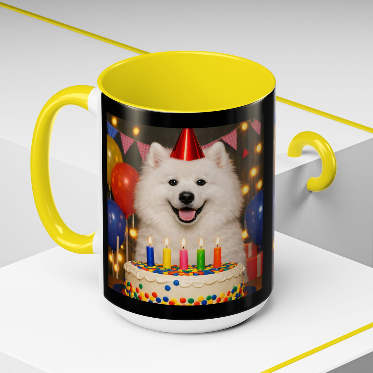 Birthday Buddy Samoyed 2-Tone Coffee Mug